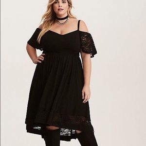 Torrid Black Lace Hi-lo Chold Shoulder Dress